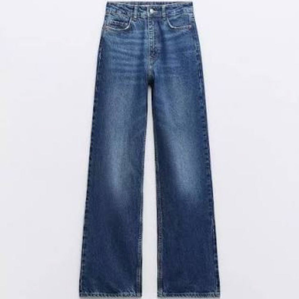 Wide Leg High-Rise Blue Jeans for Women
